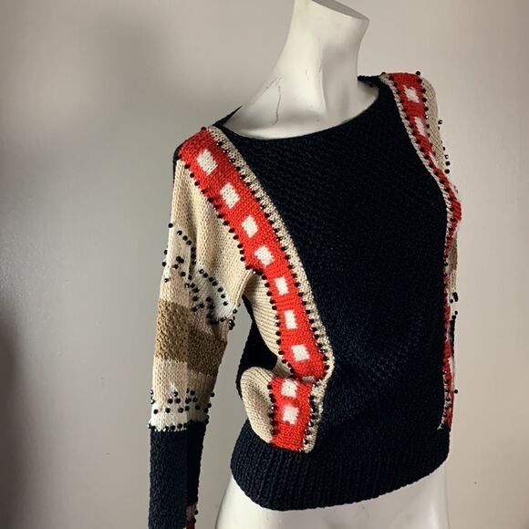 Vintage NANELL SWEATER. Size small 80s Beaded angora wool - Picture 2 of 8